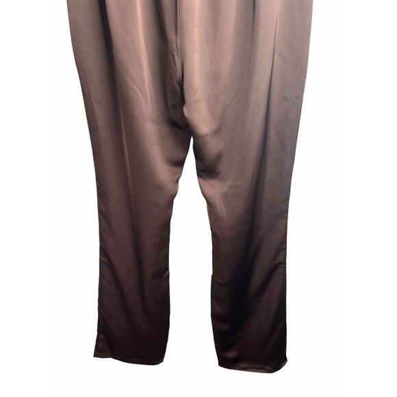 Veiled Colletion Ghalia Dark Brown Satin High Rise Trousers L - Picture 3 of 13
